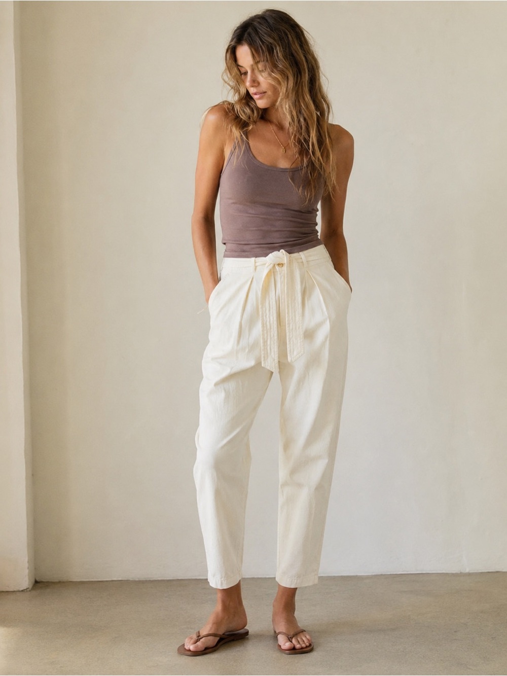 NWT Free People High-Waisted ’90s Peg Pants Ivory Size 4 - Picture 2 of 12